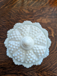 Milk Glass Fenton china bowl with lid.