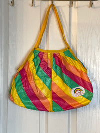 Rainbow Sinrico Vinyl Expandable Parachute Bag/Purse, Beach Bag 