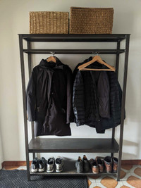 Coat and Shoe Rack with Bench - wood and metal