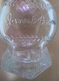 James B. Beam Embossed Glass MVP Baseball Shot Glass