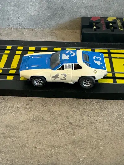 72’  AFX PLYMOUTH #43 ROAD RUNNER STOCKER BLUE WHITE SLOT CAR, View more