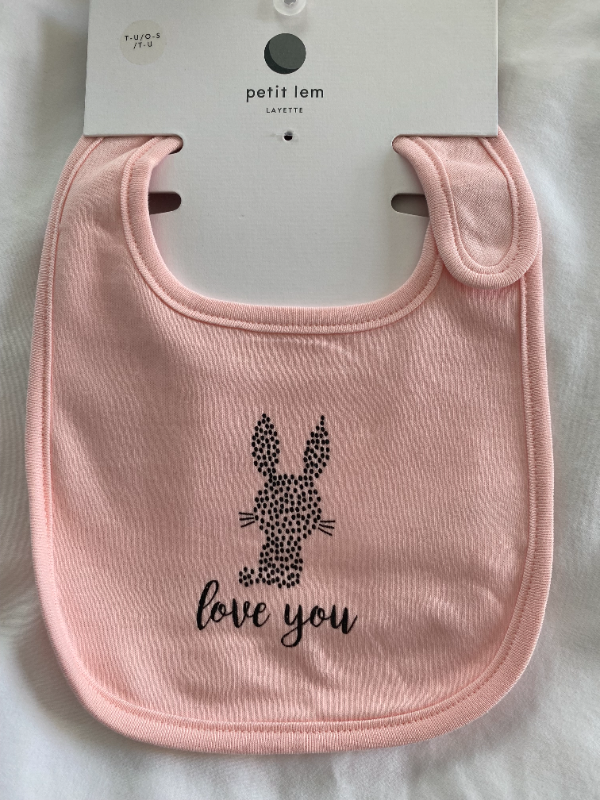 NEW - Two-Pack Bunny Cotton Infant Bibs, PETIT LEM, Pink in Other in Markham / York Region - Image 3