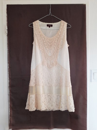 New Dress 1920s style, cream color with lace insert S