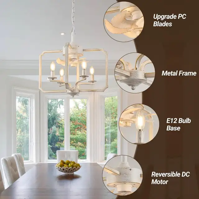 LVYEAYOU Chandelier Ceiling Fan, 20" Farmhouse Fandelier Ceiling in Indoor Lighting & Fans in Mississauga / Peel Region - Image 7