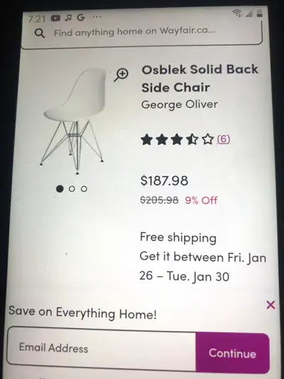 George Oliver Osblek 18"H Solid Back Side Chair/Chaise, almost never used, like new.