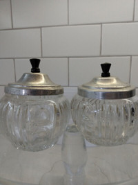 Vintage Pressed Glass Vanity Jars with lids