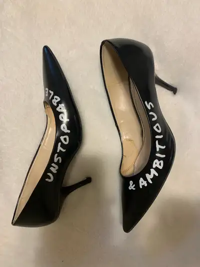 zara heels ambitious& unstoppable, limited edition, black patt, View more