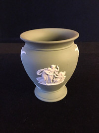 RARE WEDGWOOD SAGE  GREEN JASPERWARE VASE 4”