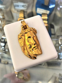 Gold Jesus Face Pendant, 14kt Solid Gold Jesus Face Design
