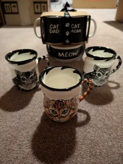 Assorted Cat Mugs and Dish, View more