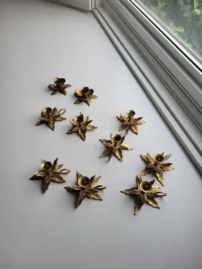 Estate Sale. Vintage Brass Floral Candlestick Holders, View more