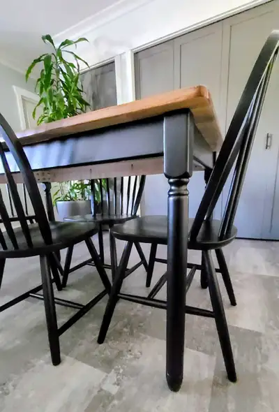 Solid Oak Farmhouse style Dining table & chairs, View more