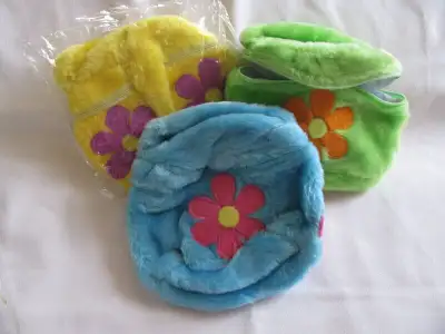 Girls Plush Purse Flower Accent Blue Green Yellow Choice NEW, View more