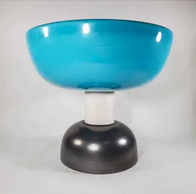 Ettore Sottsass ceramic footed bowl 
Bitossi Italy, View more