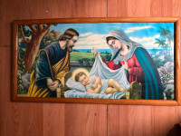 Holy family Jesus birth religious wall art print framed