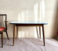 MCM Formica Top Bistro Coffee Table Tea Table Wood Legs