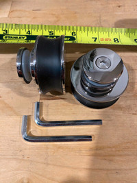 Barn door hardware,  chromed wheels only,  & hexcentric adjust