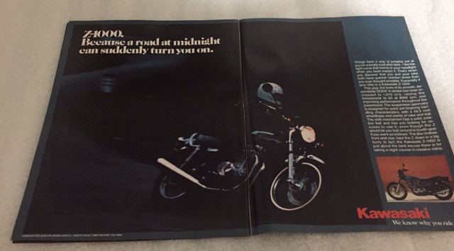 Authentic 1977 Kawasaki K-1000 Bike Ad in Arts & Collectibles in North Bay