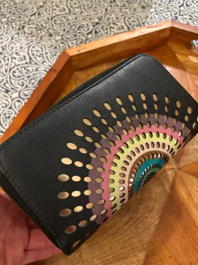 Gold black rainbow wallet, View more