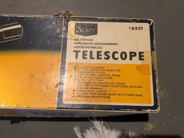 vintage sears astronomical  discoverer telescope 283 power in Hobbies & Crafts in Medicine Hat - Image 3