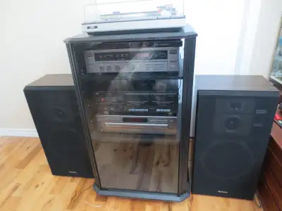 Vintage JVC Turntable CD Tape stereo system,  Technics Speakers, View more