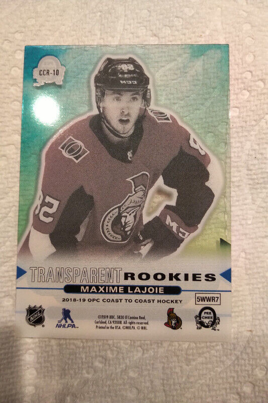 2018-19 OPC Short Print Transparent Rookie Maxime (Max) Lajoie in Arts & Collectibles in Hamilton - Image 2