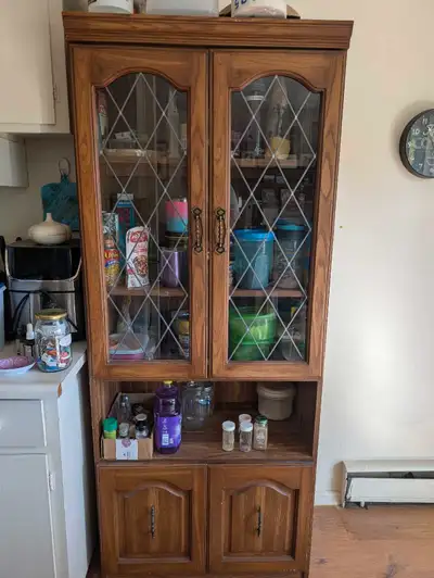 This is a nice piece for storage. I used it for kitchen items but it can be used anywhere to display...