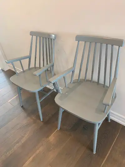 X2 Grey Wooden Armed Chairs, View more