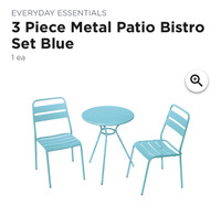 BRAND NEW - Metal patio bistro table set - blue 