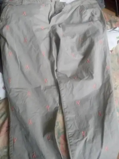 Ladies khaki pants size 18 with lobster embroidery, View more