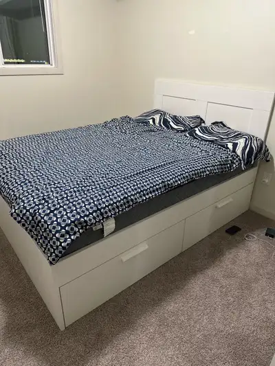 Selling double size mattress and ikea bed frame. Want to upgrade the size that is the reason behind...