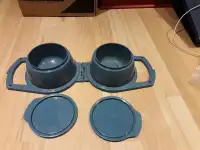 Collapsing portable handle pet bowl