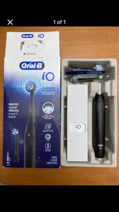 Oral-B iO Series 2 Rechargeable Electric Powered Toothbrush Starter Kit, Night Black with 2 Brush