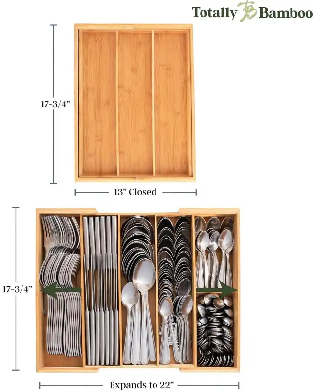 Totally Bamboo Expandable 5-Compartment Drawer Organizer, new