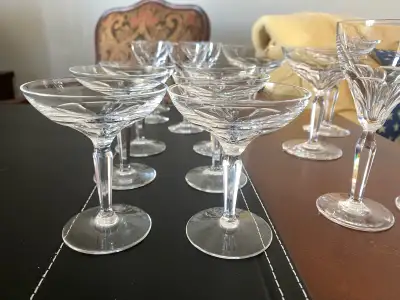 Rare! 15 ps wine glasses glass crystal set Vintage, View more