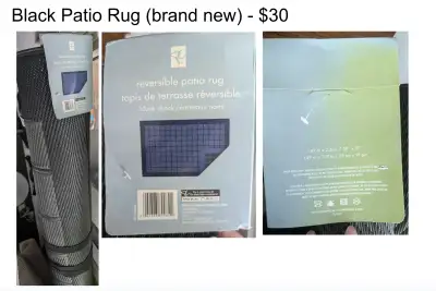 Black Patio Rug (brand new) - $30, View more