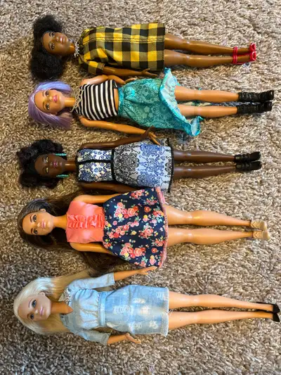Five Barbies apart of the Fashionista doll collection. Each doll has a unique style and comes with i...