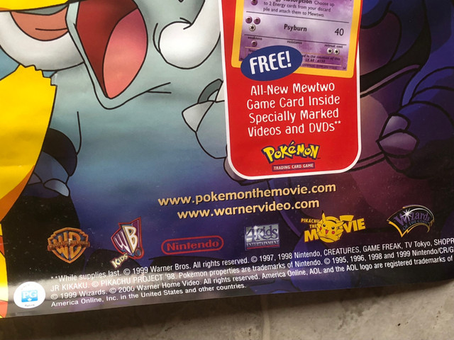 Vintage 1999 Pokemon The First Movie Poster Promo Video Store  in Arts & Collectibles in Oakville / Halton Region - Image 4
