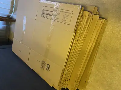 27 pieces, Cardboard Moving boxes, 2 cubic feet each, (size 18" x 15" x 12")