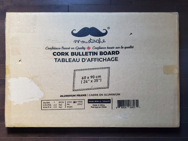 Moustache Cork Bulletin Board 24" x 35" brand new/tableau liège dans Autre  à Ouest de l’Île