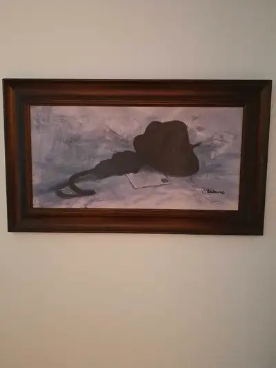 Peinture d'un chapeau et parapluie, View more