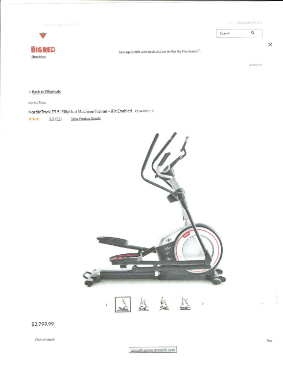 Nordic Track E9.5i Elliptical Machine/Trainer- iFit Enabled in Exercise Equipment in Peterborough