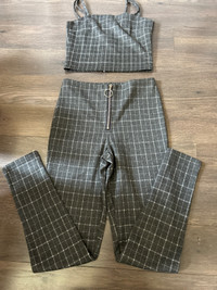 TWO PIECE PLAID OUTFIT REVAMPED XS 
