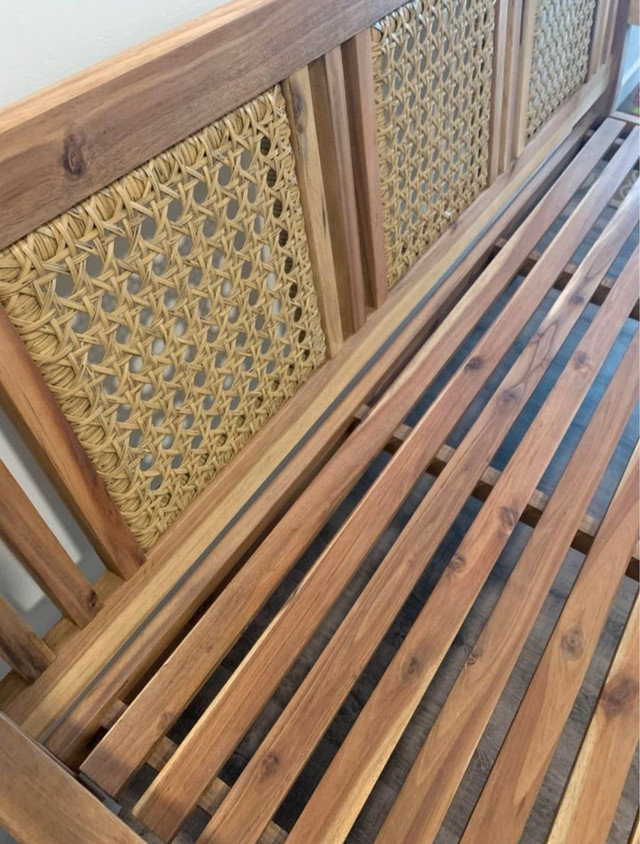 New Rattan Teak Solid Wood Bench in Couches & Futons in Edmonton - Image 3