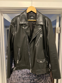 Zara Faux leather biker jacket XL