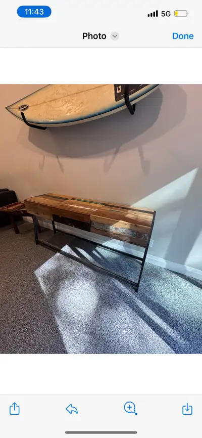 Entry way table Made with recycled Indonesian boat wood 