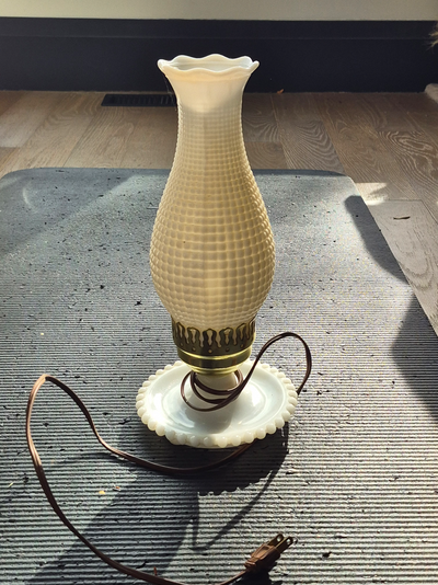 Vintage Hobnail Milk Glass Lamp (it works), View more