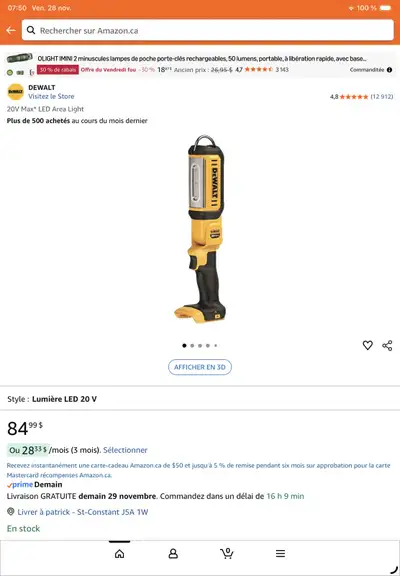 lumière dewalt 20volt , View more