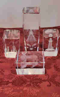 4 paper weights, crystal