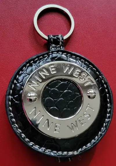 Brand New Nine West Black Faux Alligator Skin Keyring w/ Mirror, View more